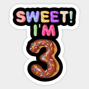 Kids 2016 3rd Birthday Sweet I'm 3 Donut Gift Sticker